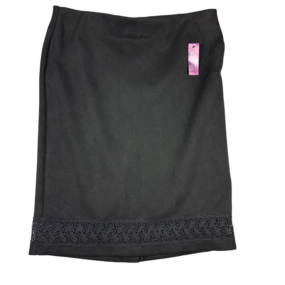 Lane Bryant Skirt Women's 18 Black Pencil Zip Up Lace Embroidered Exclusive NWT